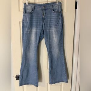 Unbranded Crop Light Blue Flare Wide Leg Jeans with Vintage Wash Size 1XL - 14